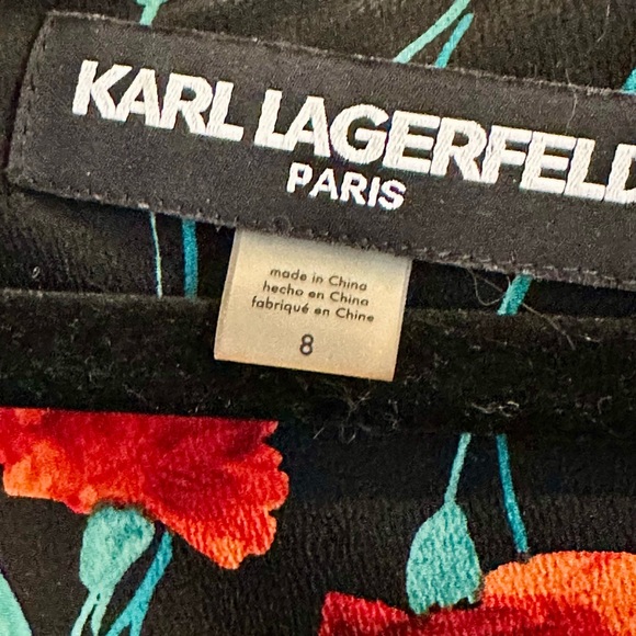 Karl Lagerfield Paris Floral Red/Black Dress- size 8 - Picture 3 of 4